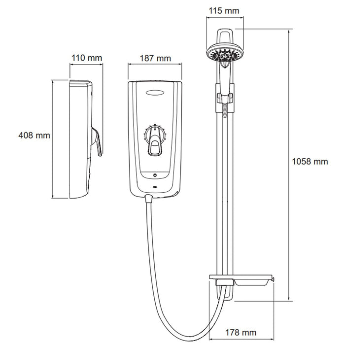 Mira 1.1785.005 Advance Flex Extra (8.7kW) White Thermostatic Electric Shower