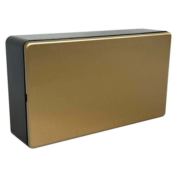 Antique Gold / Satin Brass Screwless Double Blanking Plate & 32mm Black Surface Pattress Back Box