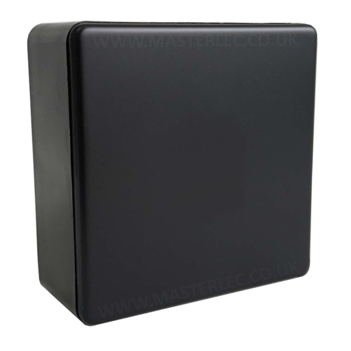 Matt Black Screwless Flatplate Single Blanking Plate with 32mm Black Surface Pattress Back Box