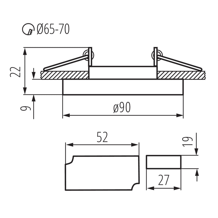 Kanlux SOREN O-SR CW Round Glass Ceiling Spotlight LED 2 Tone GU10 Cool White