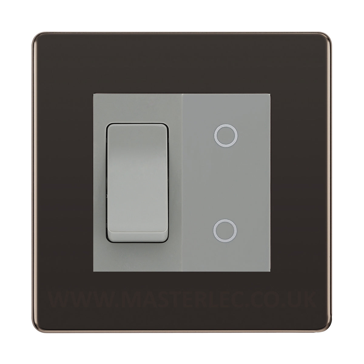 BG Black Nickel Screwless 2 Gang Custom Switch 1x 2 Way Switch 1x Mast ...