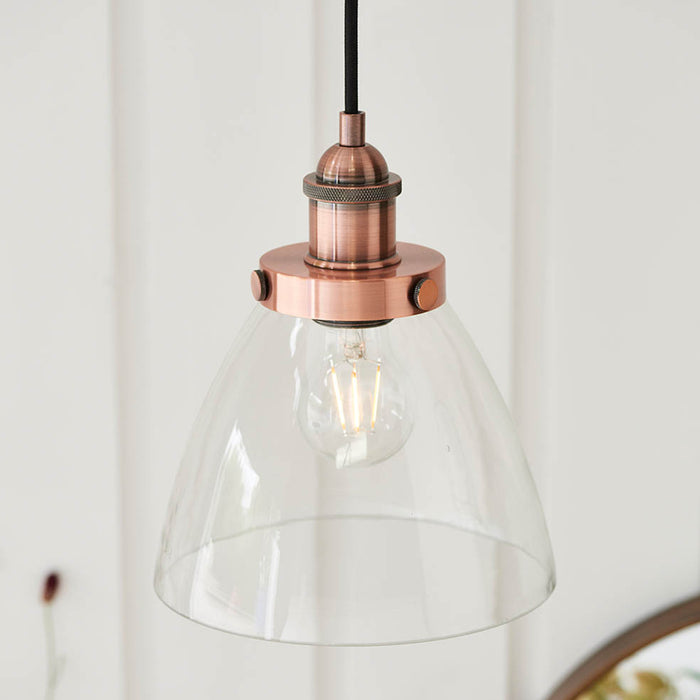 Endon Lighting Aged Copper Hansen 1lt Linear Pendant 76332