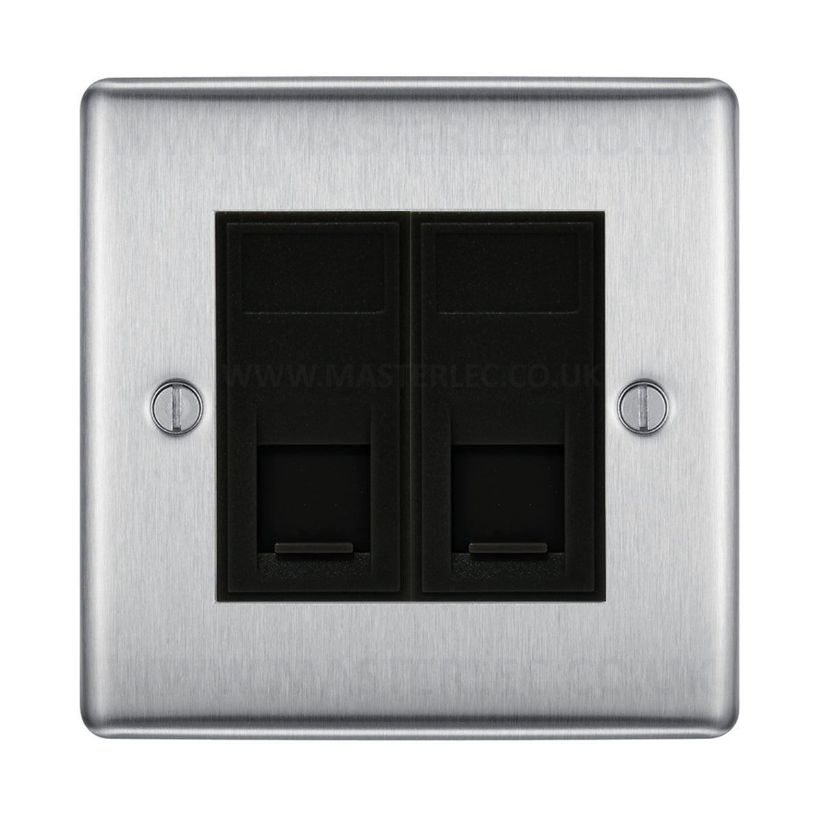 BG Brushed Steel NBSRJ4526AB 2 Gang RJ45 CAT6A Data Ethernet Outlet So ...