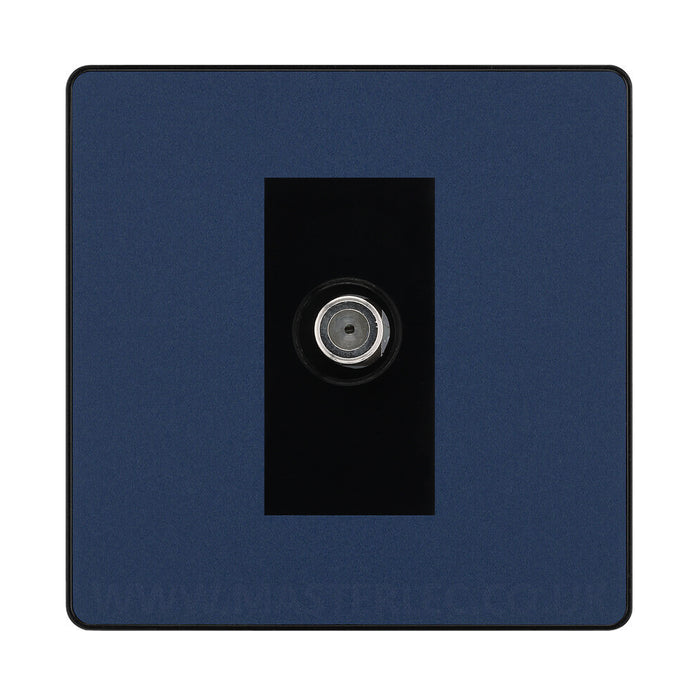 BG Evolve Matt Blue Screwless 1 Gang Satellite Socket