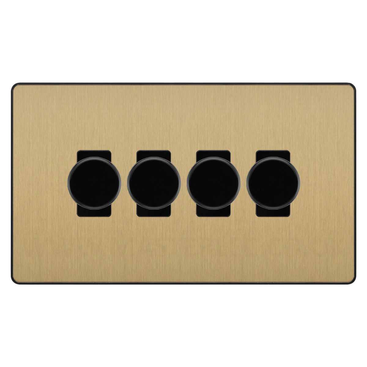 BG Evolve Satin Brass 4 Gang Custom Grid Dimmer Light Switch PCDSB84B