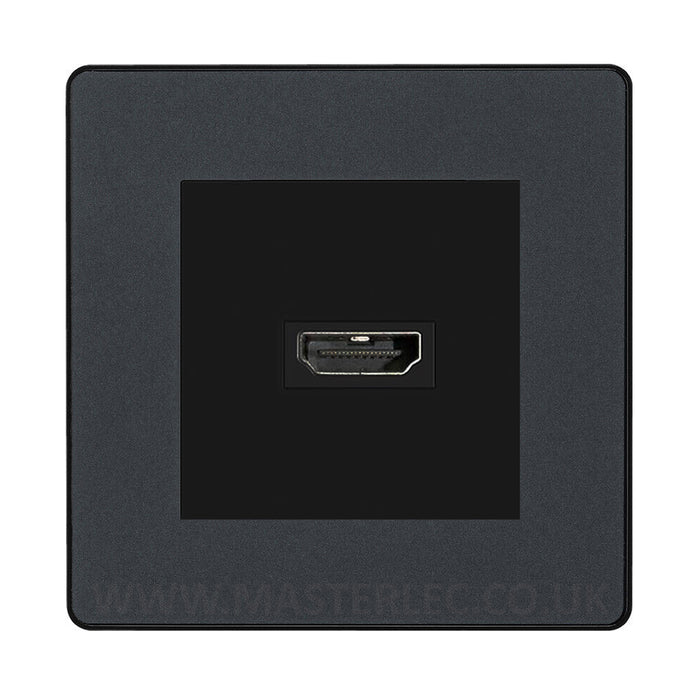 BG Evolve Matt Grey Screwless 1 Gang HDMI Socket
