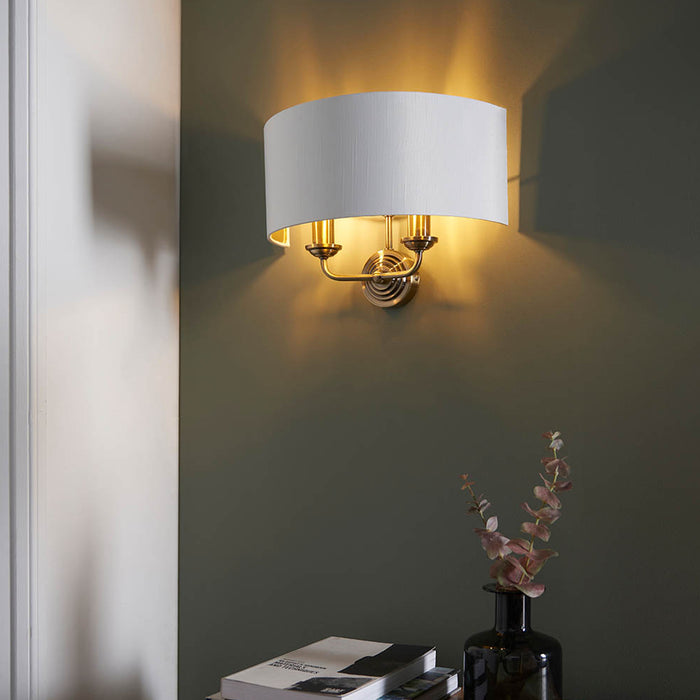 Endon Lighting Antique Brass Vintage Highclere 2lt Wall Light 98937