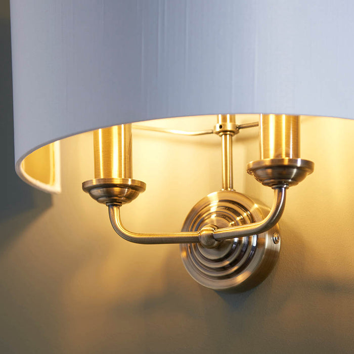 Endon Lighting Antique Brass Vintage Highclere 2lt Wall Light 98937