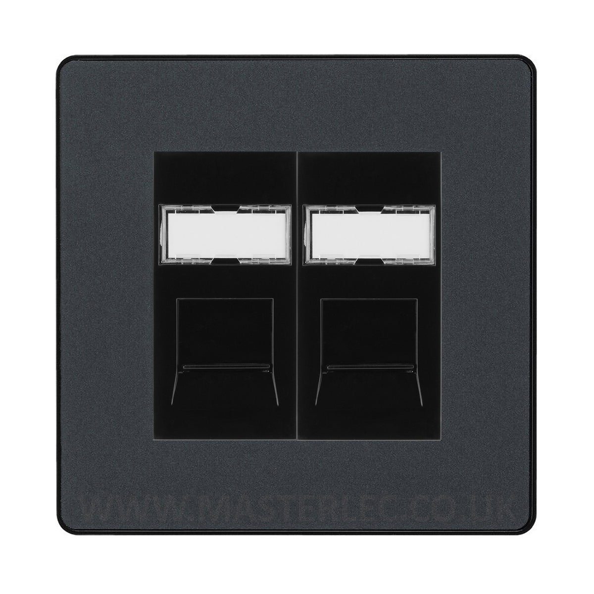 BG Evolve Matt Grey Screwless 2 Gang RJ45 Socket PCDMGRJ452B — Masterlec
