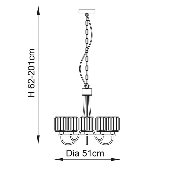 Endon Lighting Antique Brass Berenice 5 Light Pendant 107802