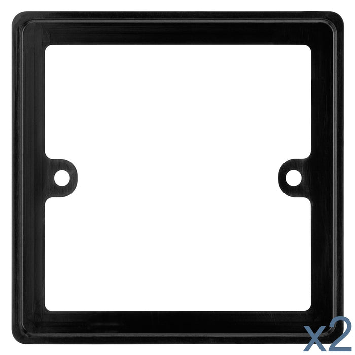 2x BG Nexus 817/B Black 1 Gang Single 10mm Depth Square Spacer Frame Back Box Plate 817/B-01