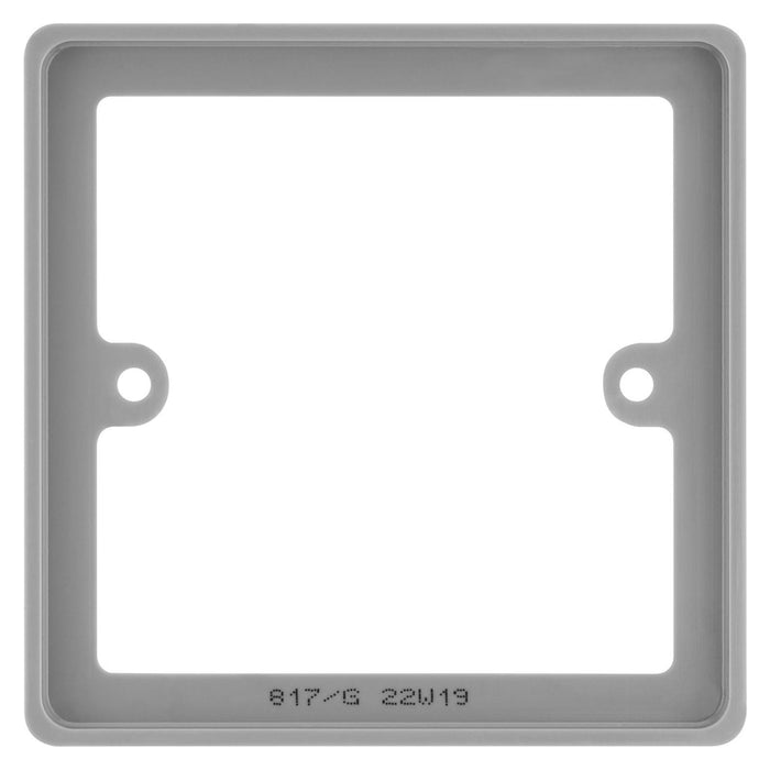 BG Nexus 817/G Grey 1 Gang Single 10mm Depth Square Spacer Frame Back Box Plate 817/G-01