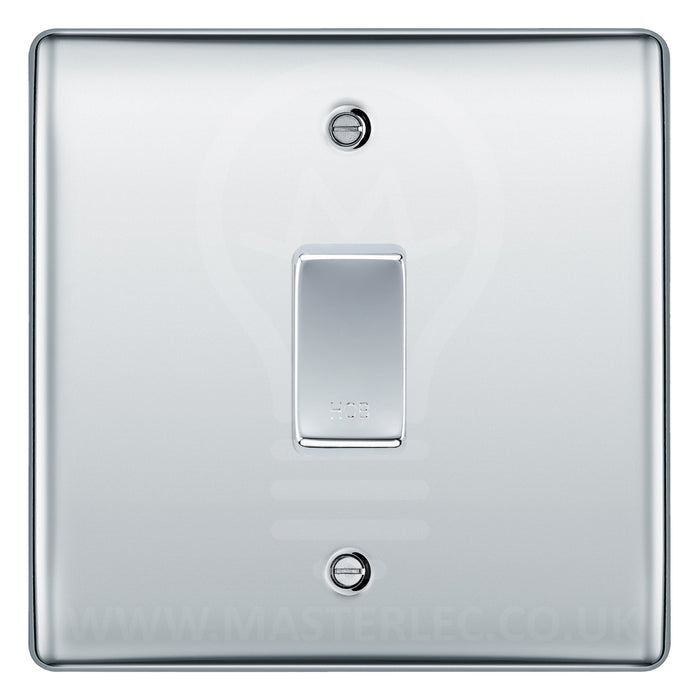 BG Polished Chrome 1 Gang Engraved Custom Labelled Appliance Grid Switch