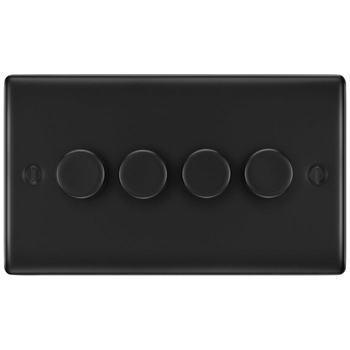 BG Nexus Metal Matt Black Trailing Edge Quad Dimmer Switch 2 Way LED NFB84