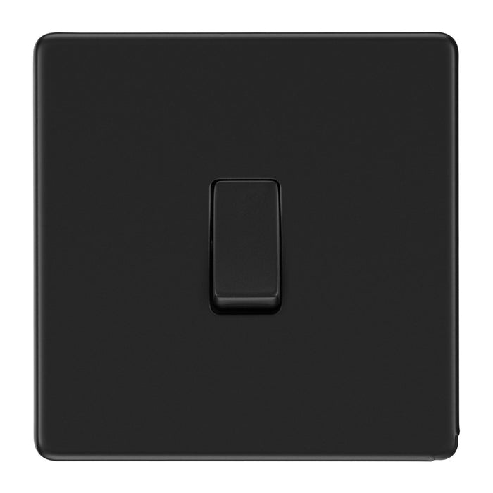 BG Nexus Flatplate Screwless Matt Black Single Light Switch FFB12 20 Amp