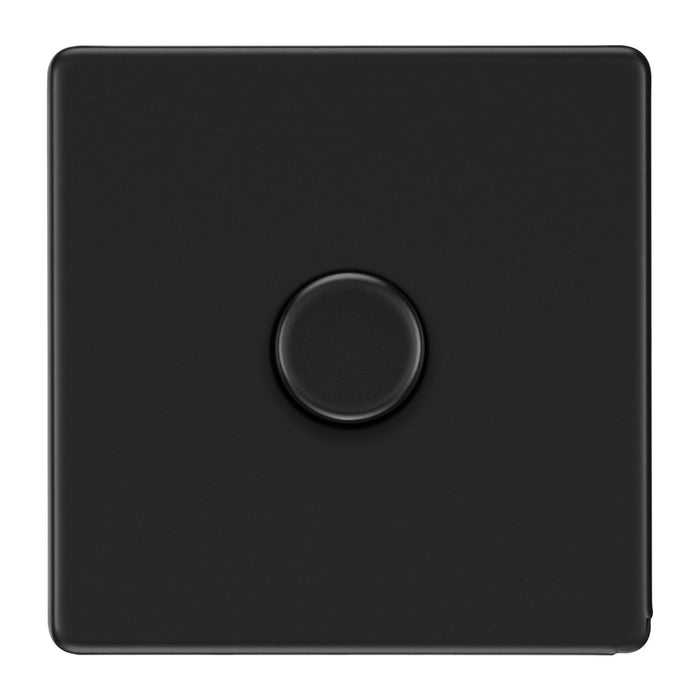 BG Nexus Flatplate Screwless Matt Black Trailing Edge Single Dimmer Switch 2 Way LED FFB81