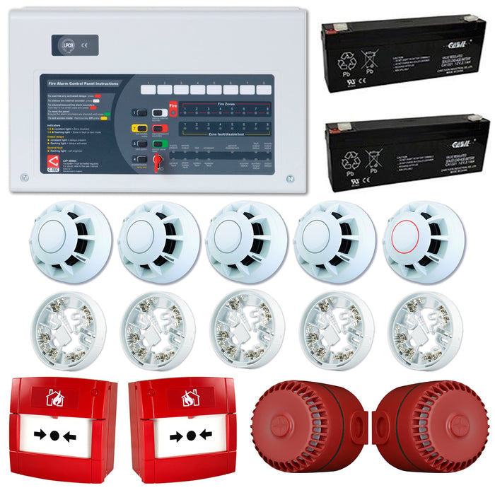 C-TEC 4 Zone Conventional Fire Alarm Kit 5 Detectors 2 Call Points 2 Sounders