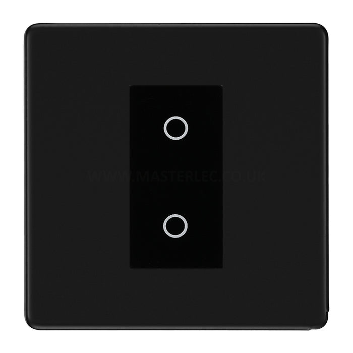 BG Nexus Screwless Matt Black Single Secondary Touch Dimmer Switch Black Insert