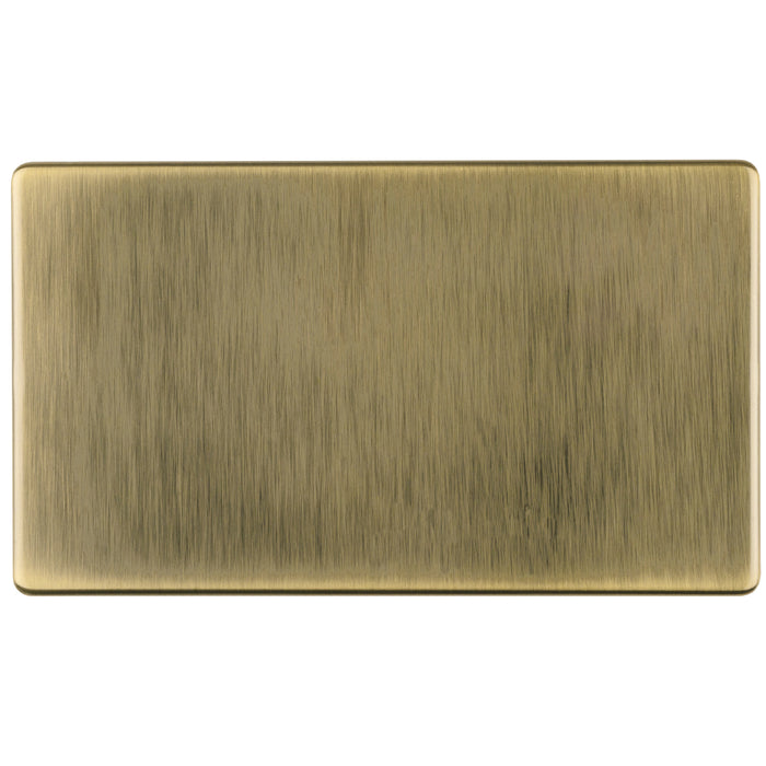 Antique Brass Screwless Double 2 Gang Blanking Plate Flat Concealed Plate CAB95