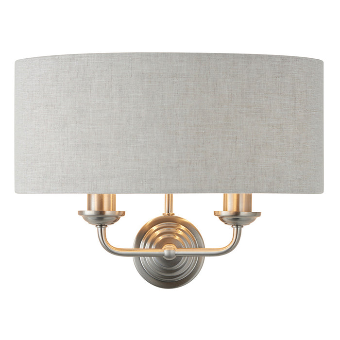 Endon Lighting Brushed Chrome Natural Highclere 2lt Wall Light 94403
