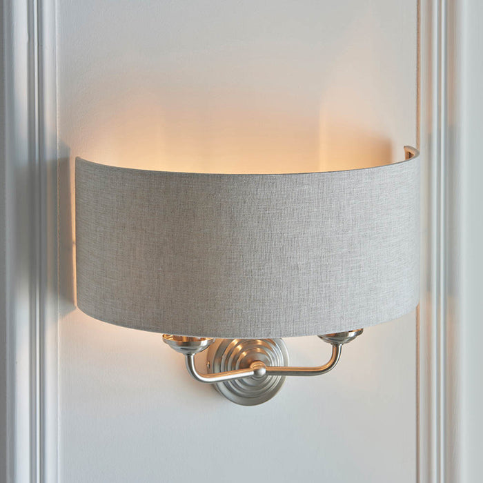 Endon Lighting Brushed Chrome Natural Highclere 2lt Wall Light 94403