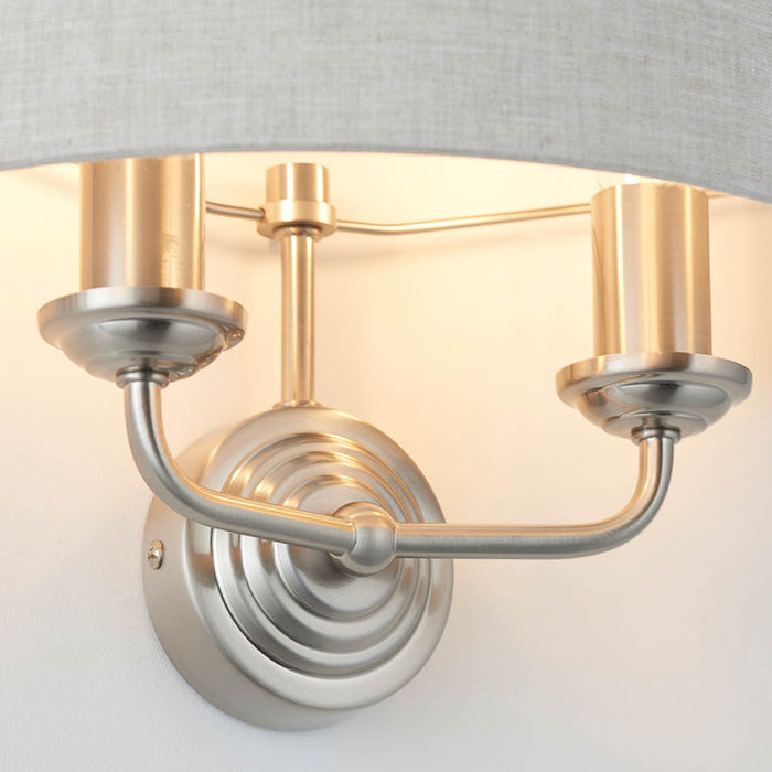 Endon Lighting Brushed Chrome Natural Highclere 2lt Wall Light 94403