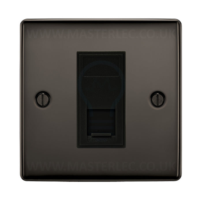 BG Black Nickel NBNRJ4516AB 1 Gang RJ45 CAT6A Data Ethernet Outlet Socket Black Insert