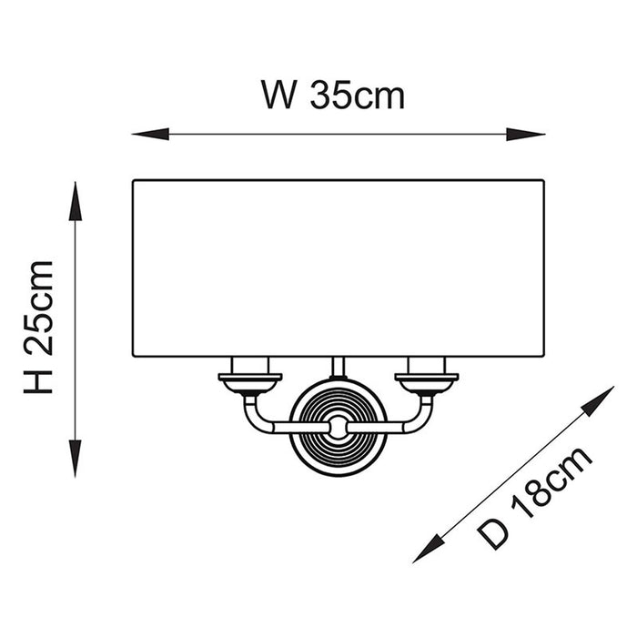 Endon Lighting Vintage Brass Natural Linen Highclere 2lt Wall Light 110726