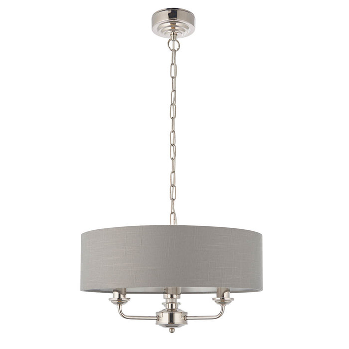 Endon Lighting Bright Nickel Charcoal Highclere 3lt Pendant 94377