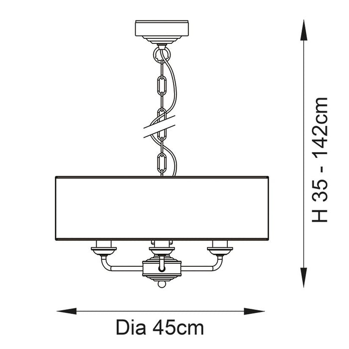 Endon Lighting Bright Nickel Charcoal Highclere 3lt Pendant 94377