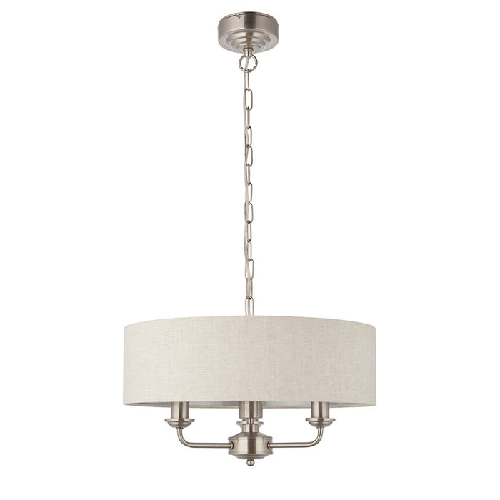 Endon Lighting Brushed Chrome Natural Highclere 3lt Pendant 94361