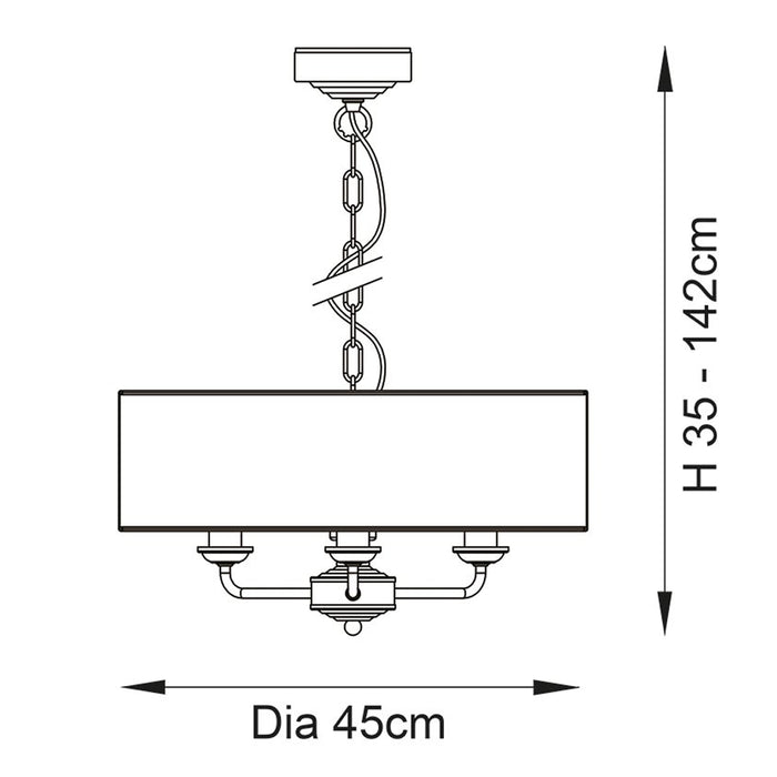 Endon Lighting Brushed Chrome Natural Highclere 3lt Pendant 94361