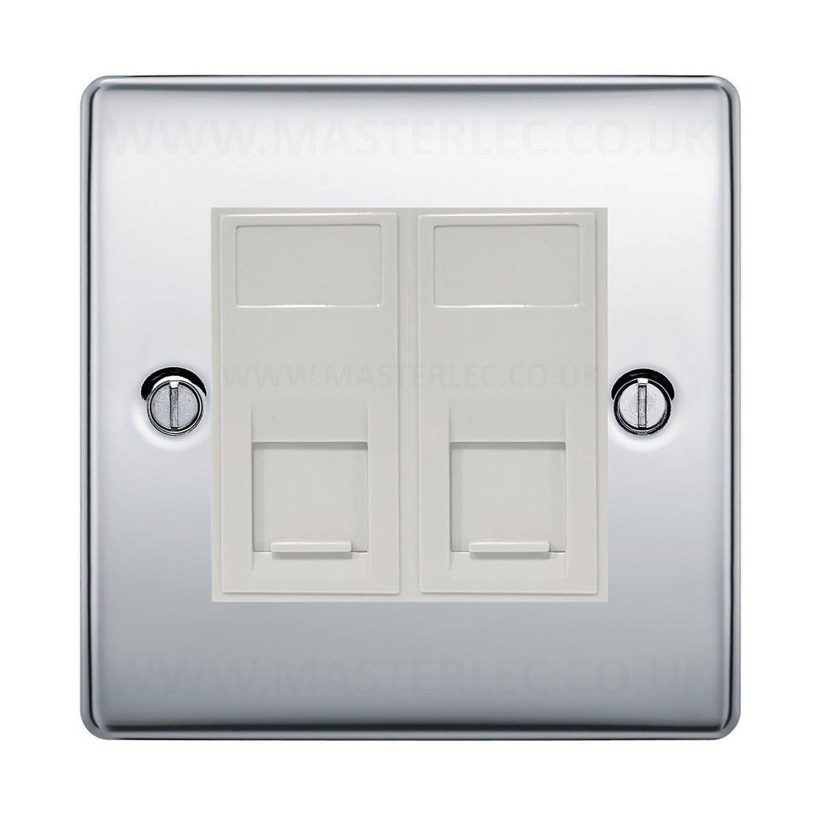 BG Polished Chrome NPCRJ4526AW 2 Gang RJ45 CAT6A Data Ethernet Outlet ...