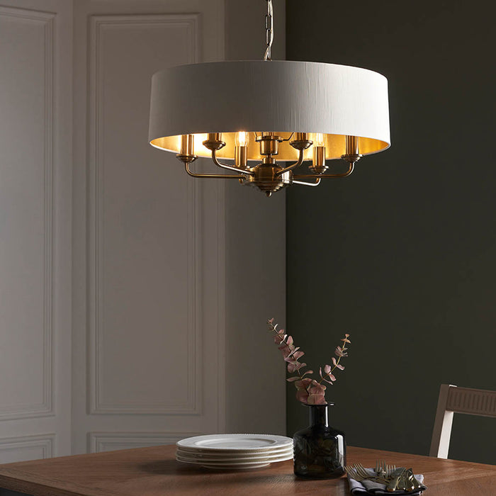 Endon Lighting Antique Brass Vintage Highclere 6lt Pendant 98933
