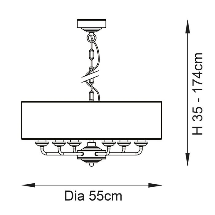 Endon Lighting Antique Brass Vintage Highclere 6lt Pendant 98933