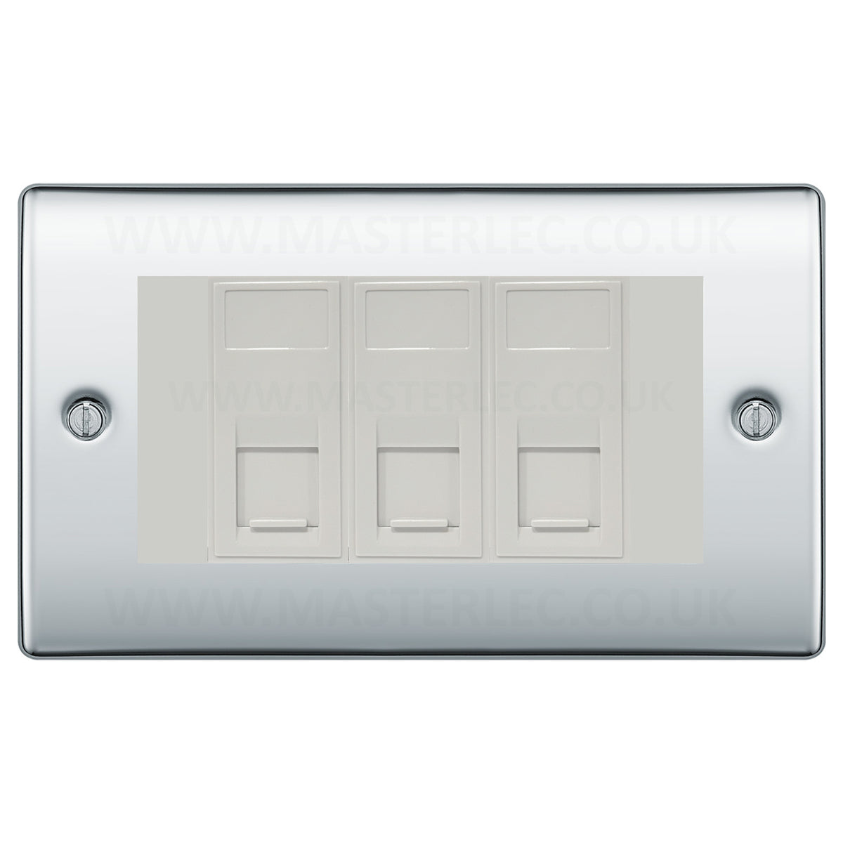 BG Polished Chrome NPCRJ4536AW 3 Gang RJ45 CAT6A Data Ethernet Outlet ...