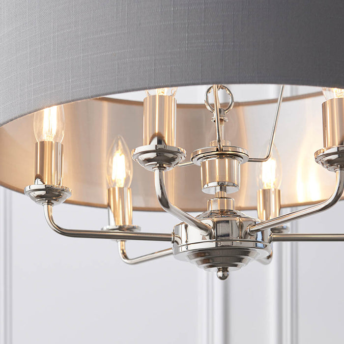 Endon Lighting Bright Nickel Vintage Highclere 6lt Pendant 94373