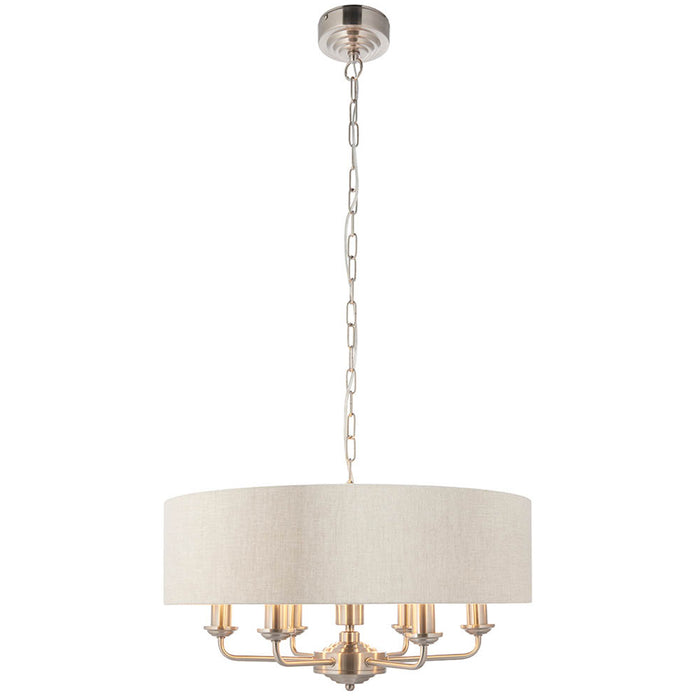 Endon Lighting Brushed Chrome Natural Highclere 6lt Pendant 94357