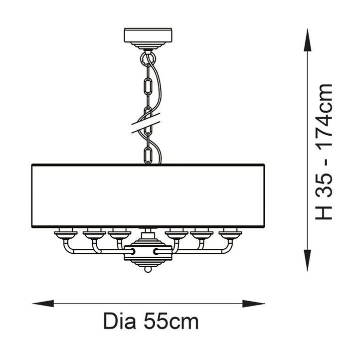 Endon Lighting Brushed Chrome Natural Highclere 6lt Pendant 94357