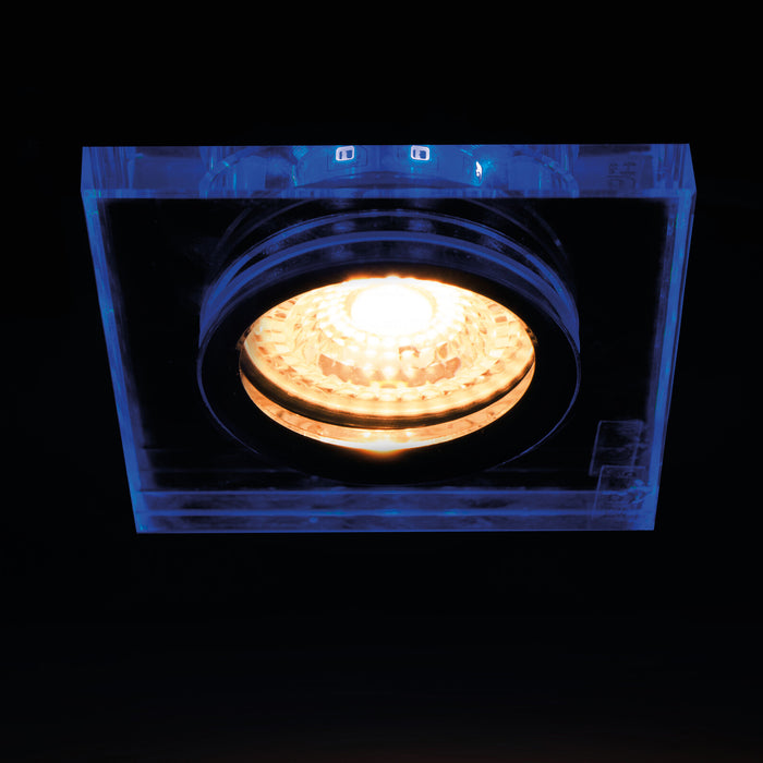 Kanlux SOREN L-BL Square Glass Ceiling Spotlight Lamp LED 2 Tone GU10 Blue