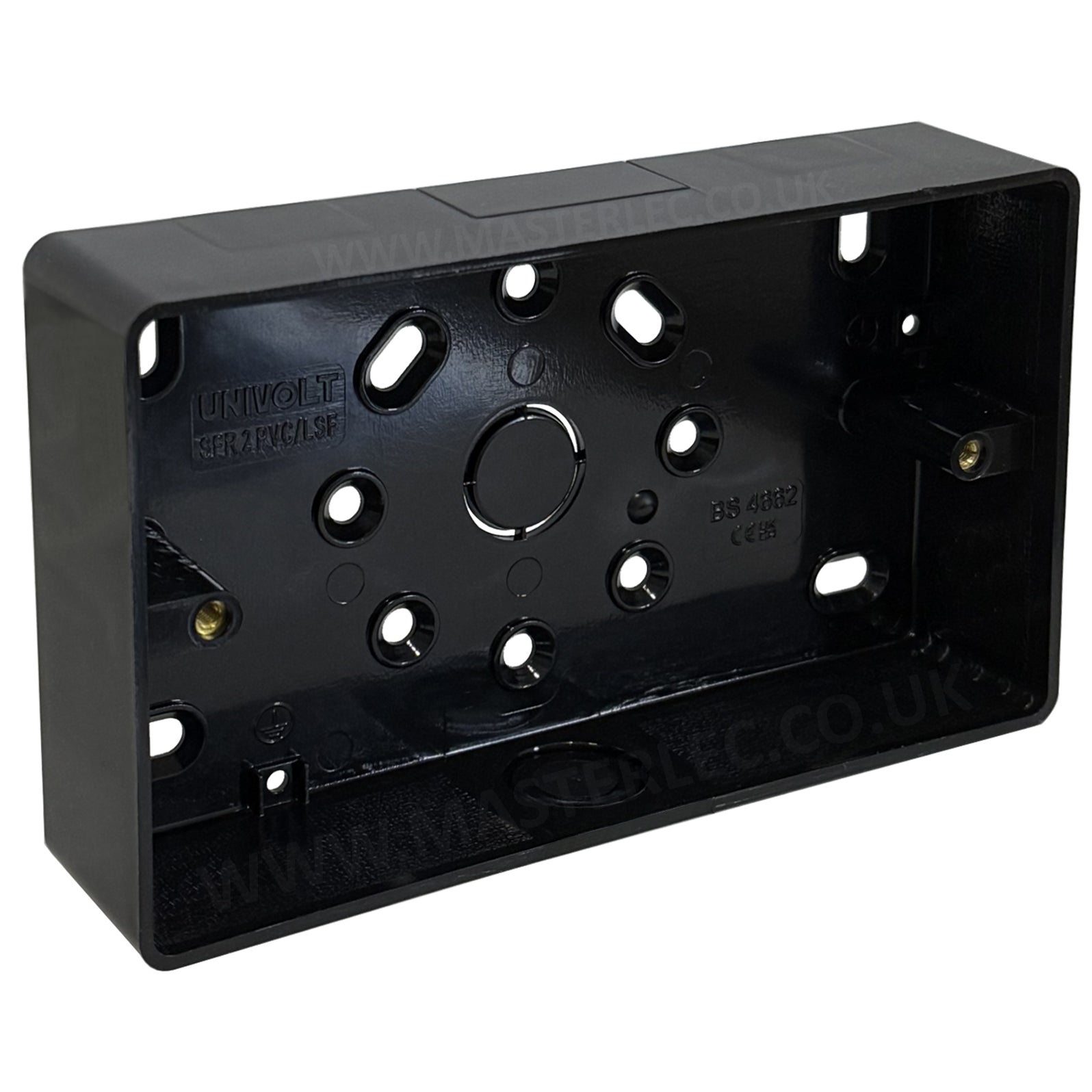 Univolt PVC 2 Gang Double Black Round Edge Surface Pattress Back Box 3 ...
