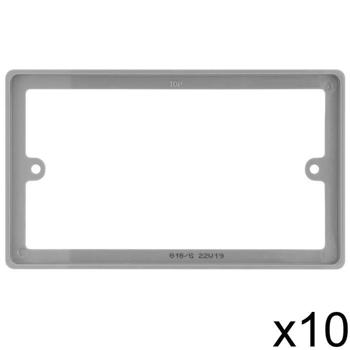 10x BG Nexus 818/G Grey 2 Gang Double 10mm Depth Rectangular Spacer Frame Back Box Plate 818/G-01