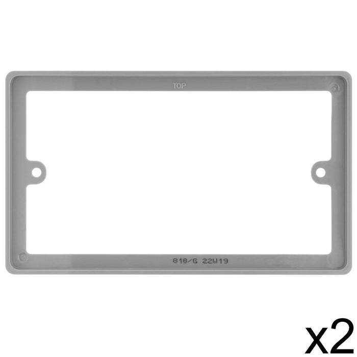 2x BG Nexus 818/G Grey 2 Gang Double 10mm Depth Rectangular Spacer Frame Back Box Plate 818/G-01