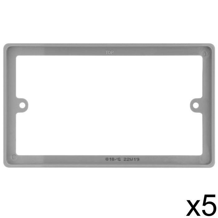 5x BG Nexus 818/G Grey 2 Gang Double 10mm Depth Rectangular Spacer Frame Back Box Plate 818/G-01