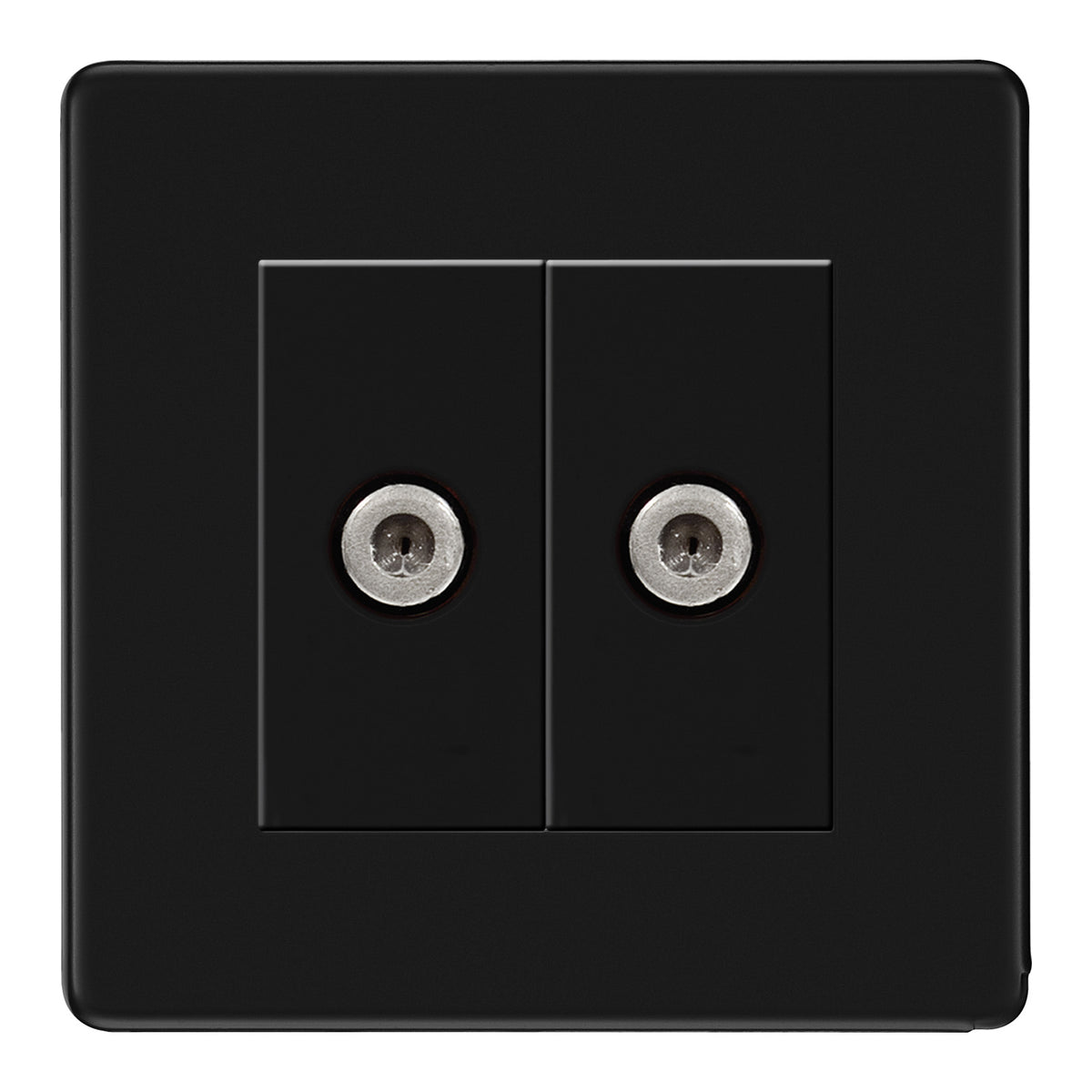 BG Nexus Screwless Matt Black 2 Gang Satellite Sky Socket Black Insert ...