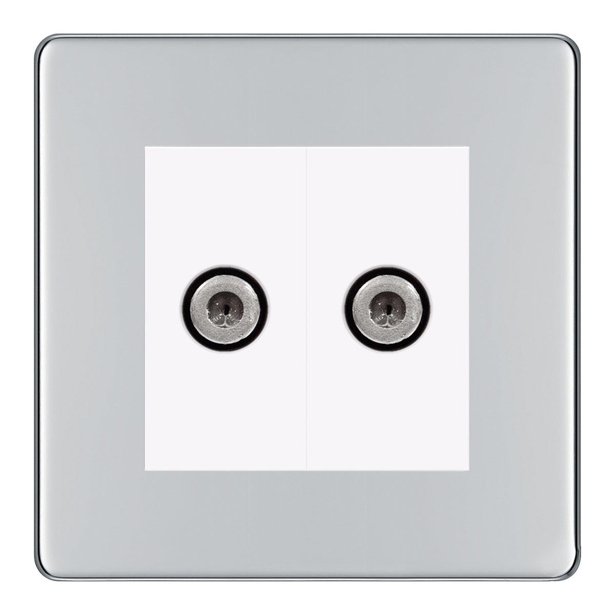BG Nexus Screwless Polished Chrome 2 Gang Satellite Sky Socket White I ...