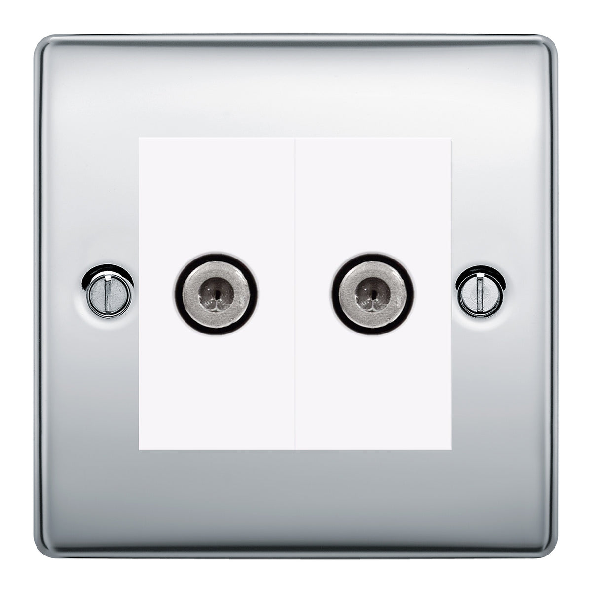 BG Nexus Polished Chrome 2 Gang Satellite Sky Socket White Inserts NPC ...