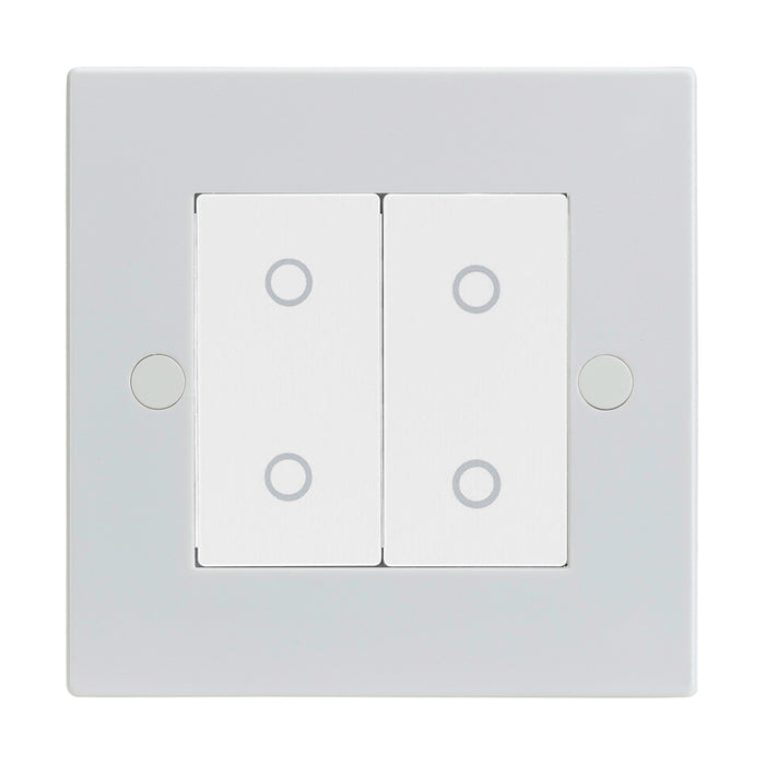 White 2 Gang Double Secondary Touch Dimmer Switch White Inserts