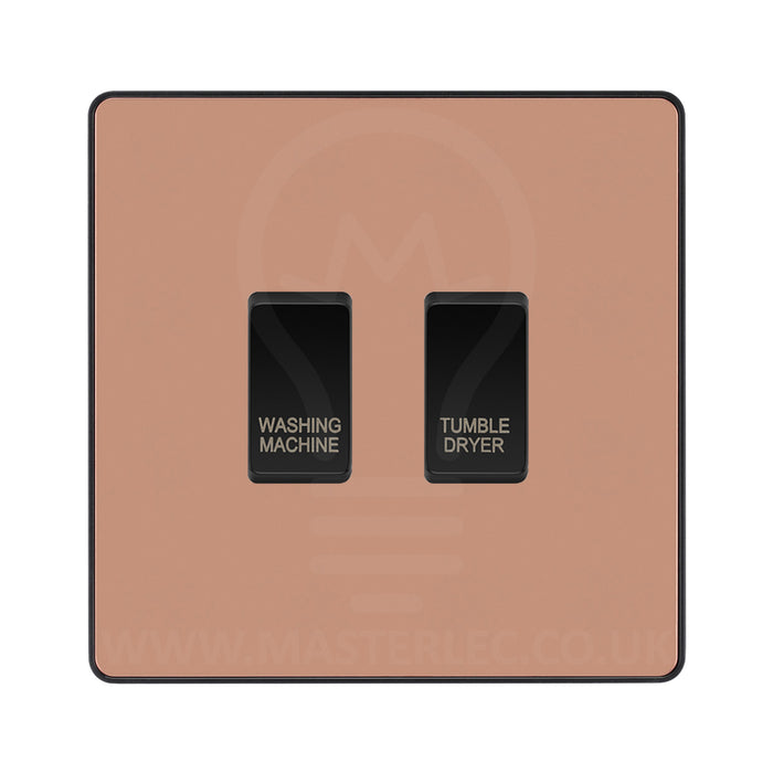 BG Evolve Polished Copper Custom Appliance Grid Switch 2 Gang Screwless