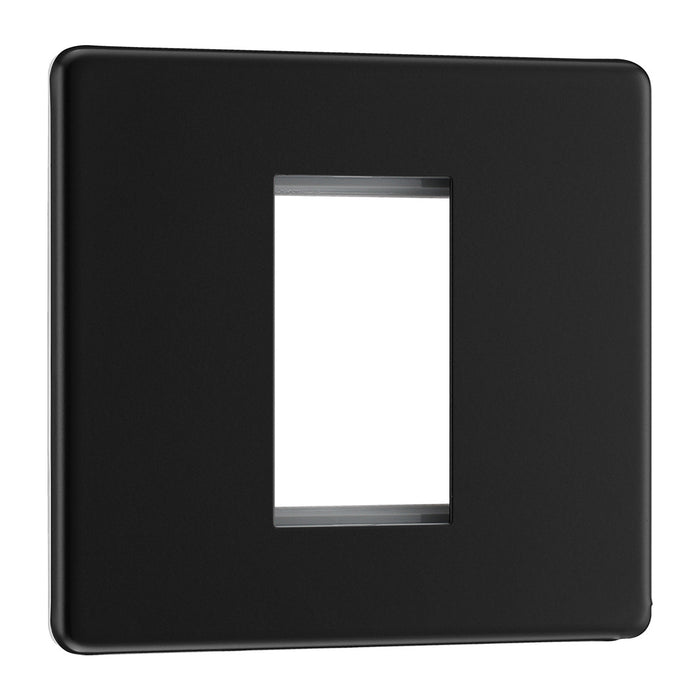 BG Nexus Flatplate Screwless Matt Black Square 1 Gang Euro Module Front Plate 1 Module FFBEMS1